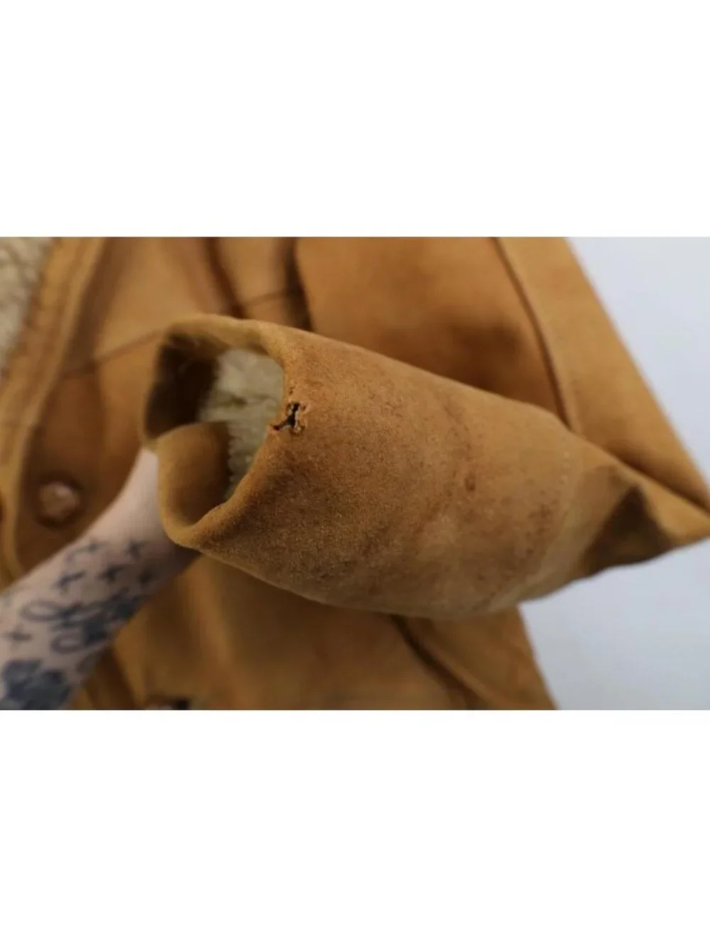 Vtg 60s 70s Streetwear Mens 42R Thrashed Suede Leather Lined Marlboro Man Jacket